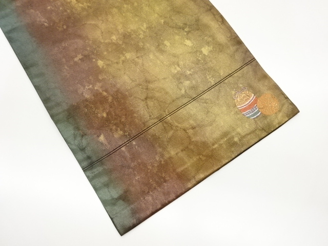 引箔抽象に仕覆模様織出し名古屋帯